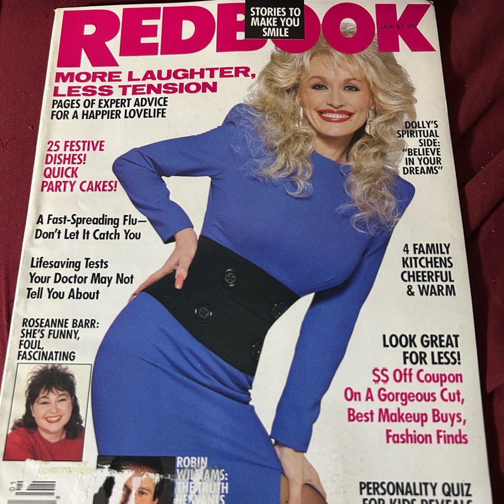 vintage 1991 Redbook magazine DOLLY PARTON Robin Williams Roseanne BARR